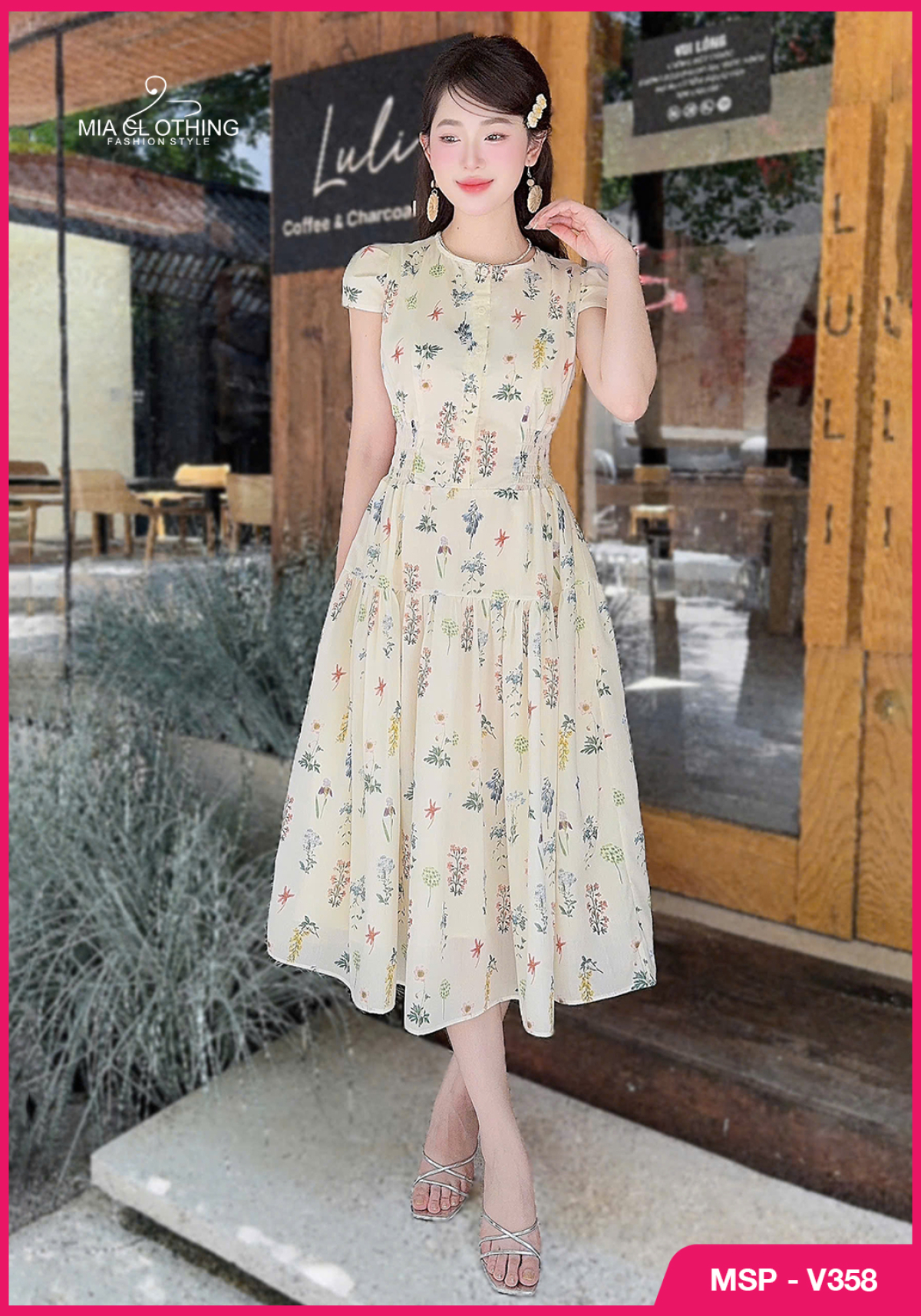 Váy thô hoa nhí chạy chỉ eo thiết kế dịu dàng đa dụng 6