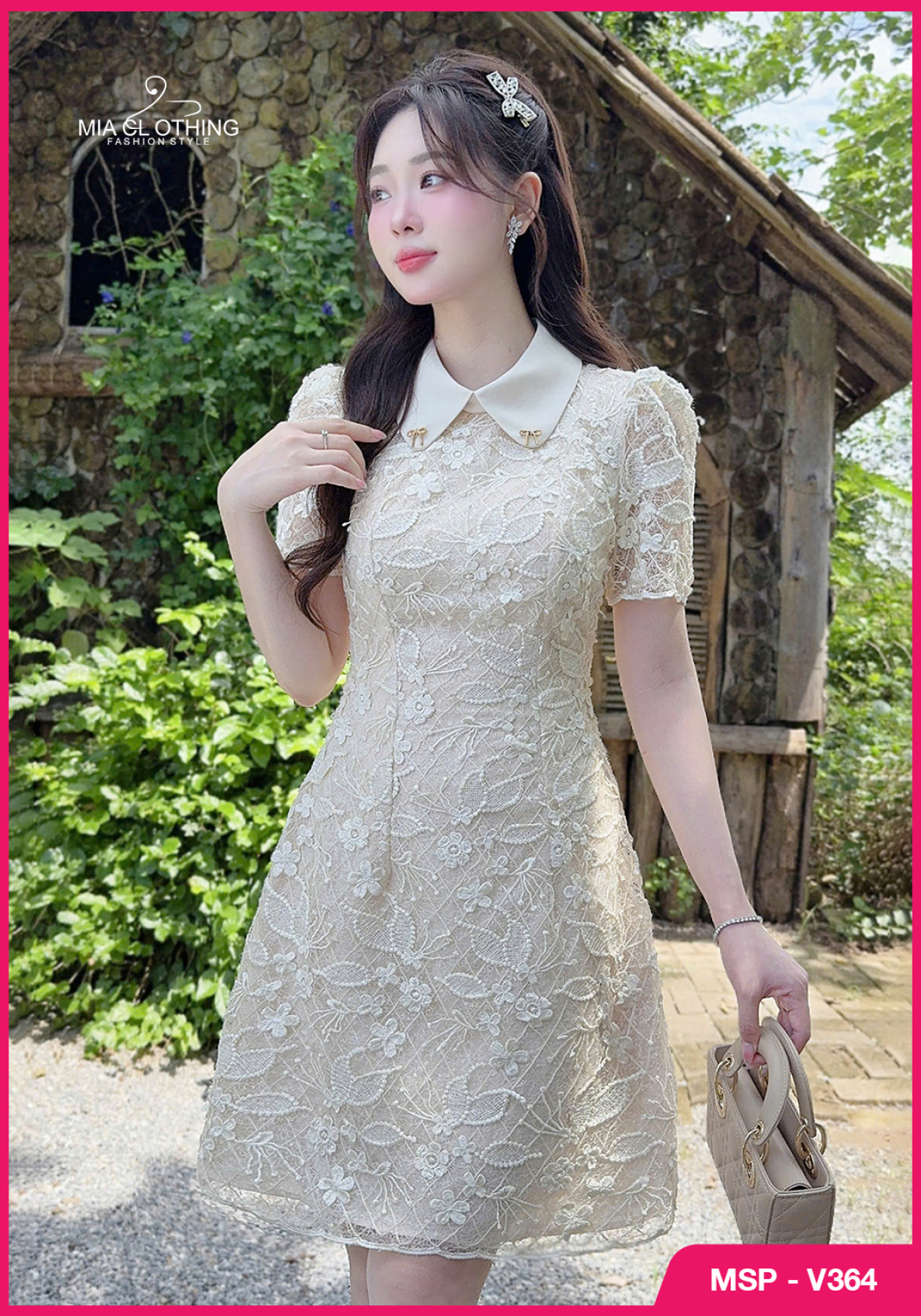 Váy ren họa tiết nổi thiết kế thanh lịch và sang trọng 4