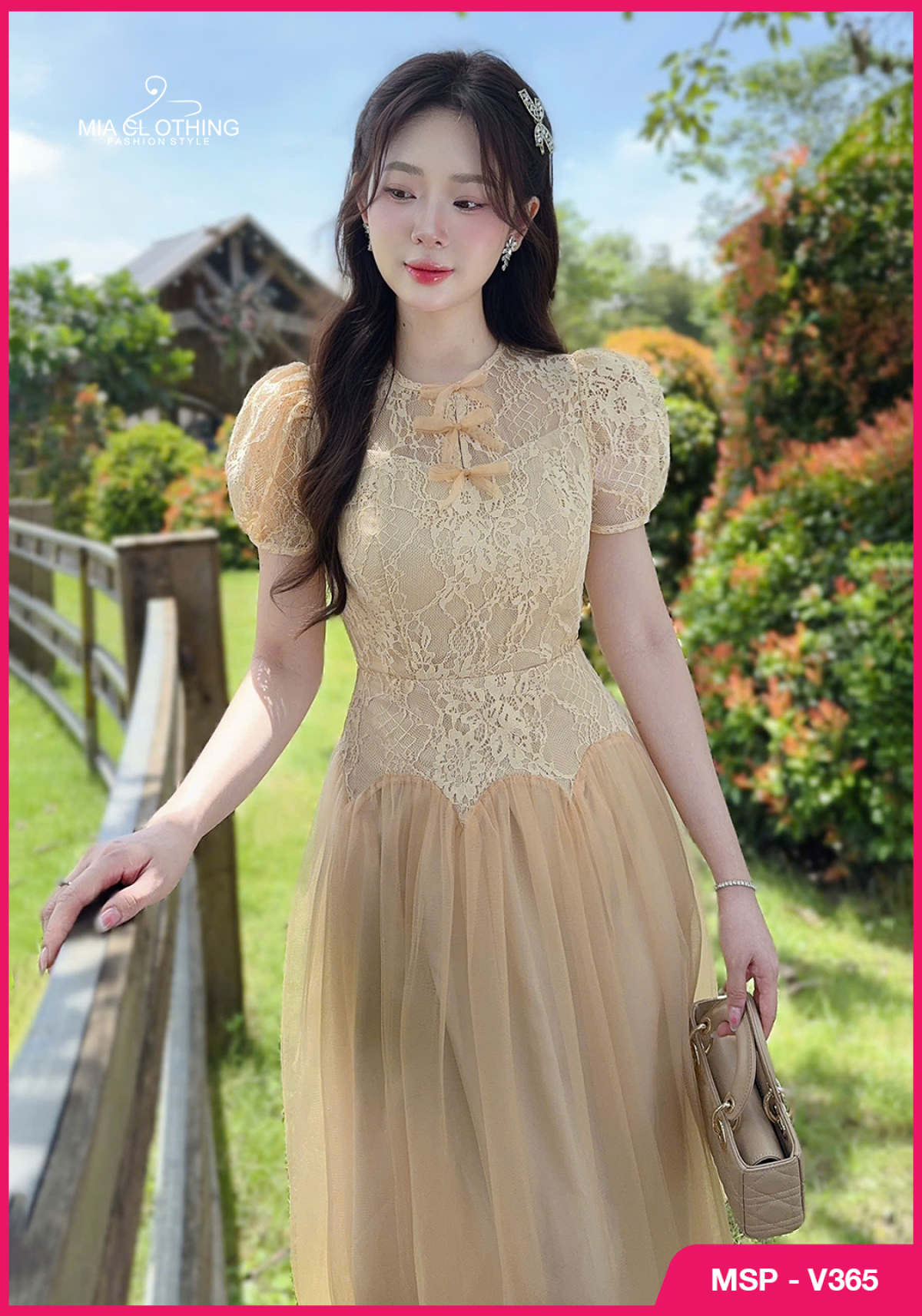 Váy ren phối lưới thiết kế tiểu thư dự tiệc sang trọng 4
