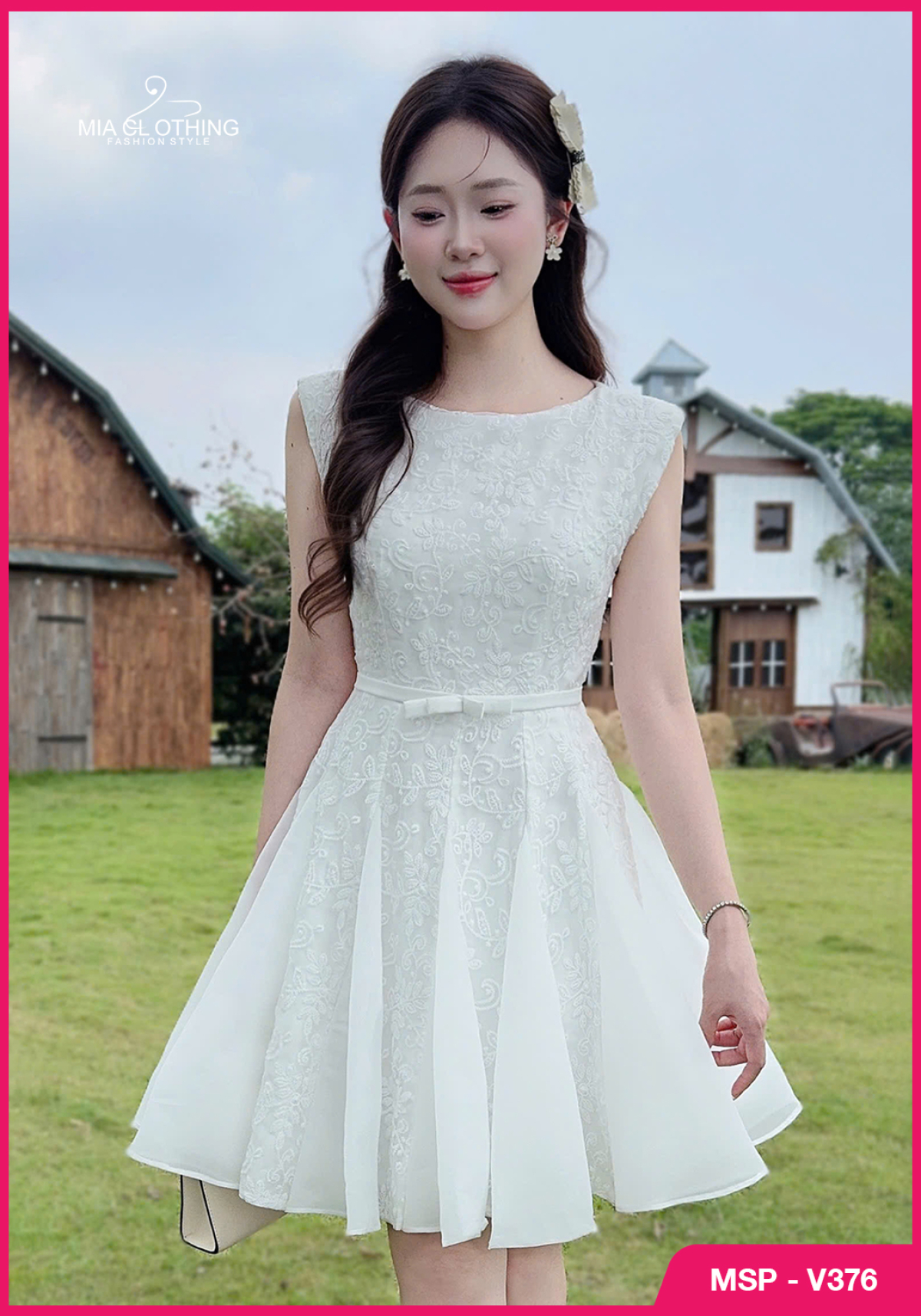 Váy ren phối tơ thiết kế dáng xòe tiểu thư sang trọng  4