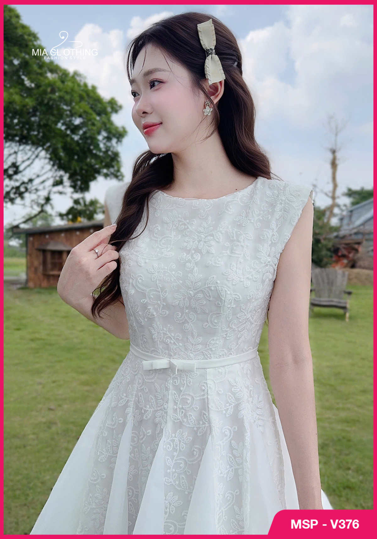 Váy ren phối tơ thiết kế dáng xòe tiểu thư sang trọng  5