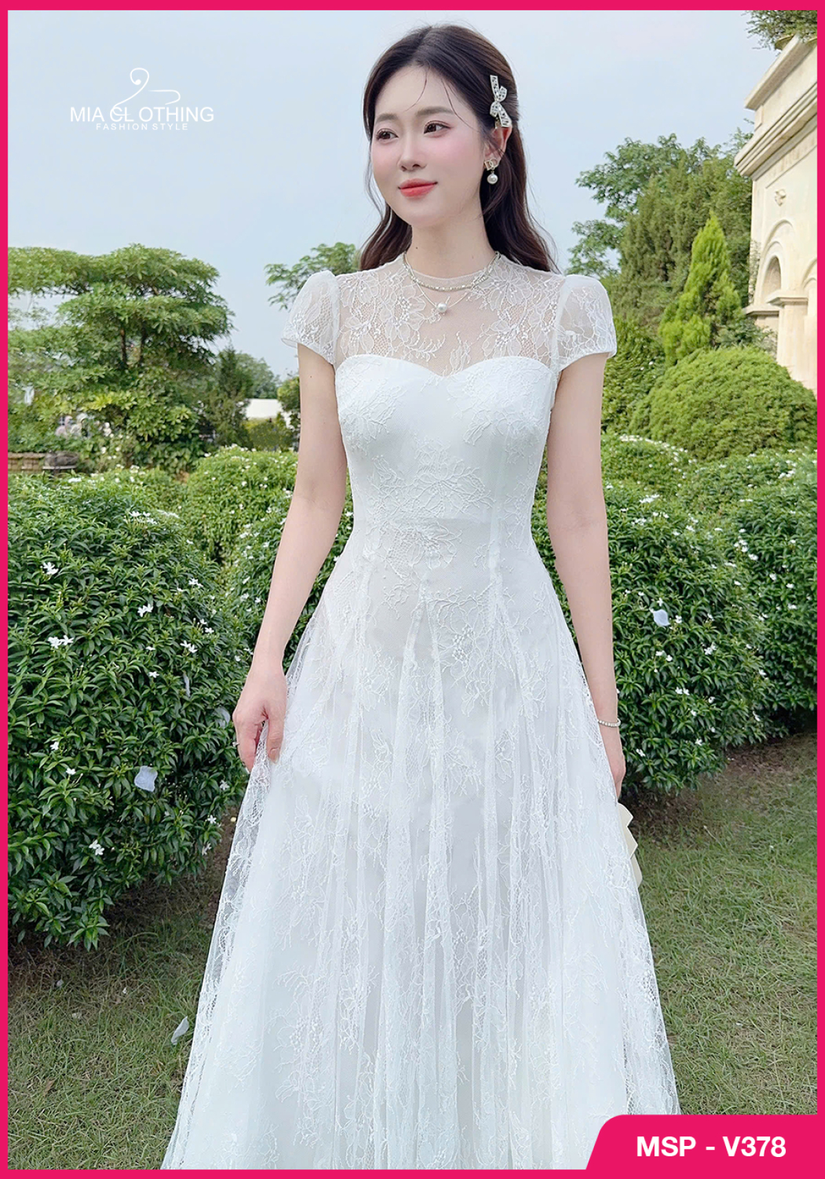 Váy ren chân lưới thiết kế tiểu thư dự tiệc sang trọng 4