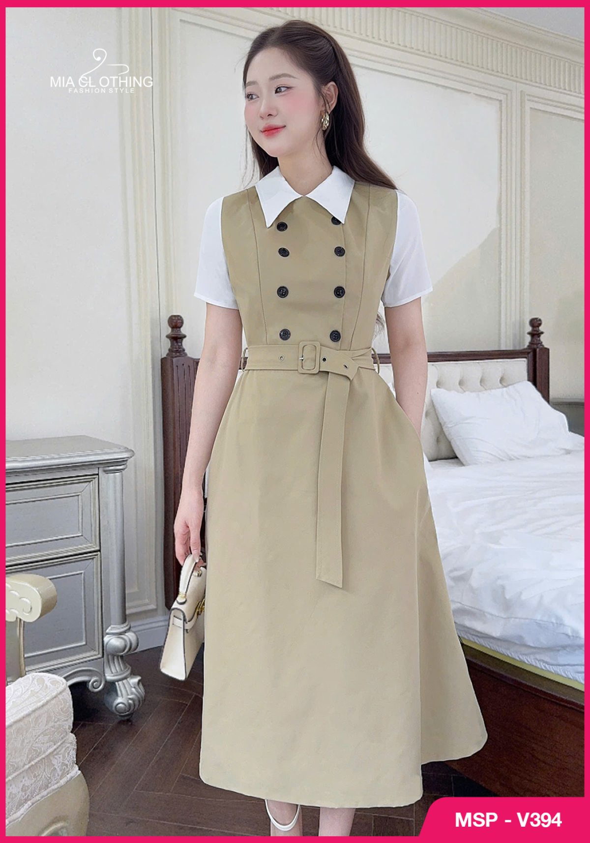 Váy kaki hàn thiết kế công sở thanh lịch và sang trọng 4