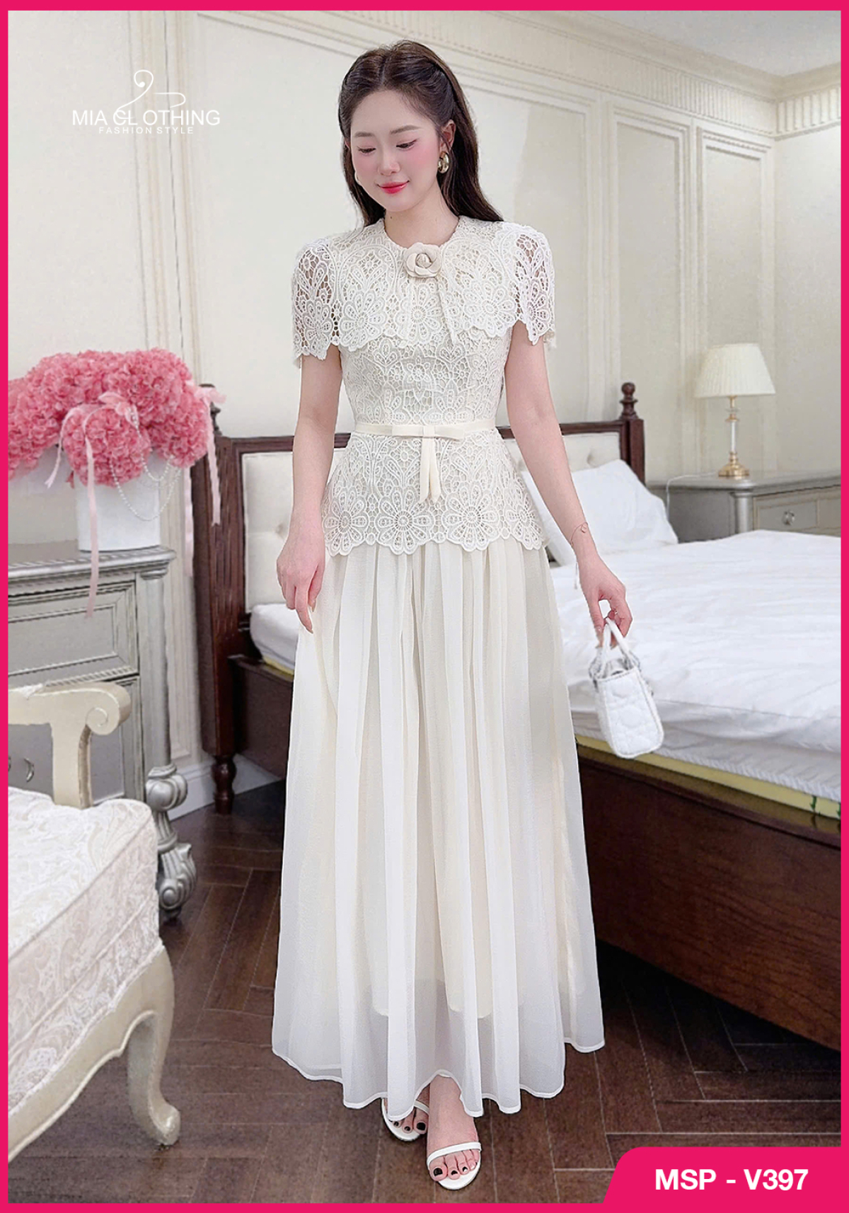 Váy ren cao cấp thiết kế tiểu thư thanh lịch và sang trọng 4
