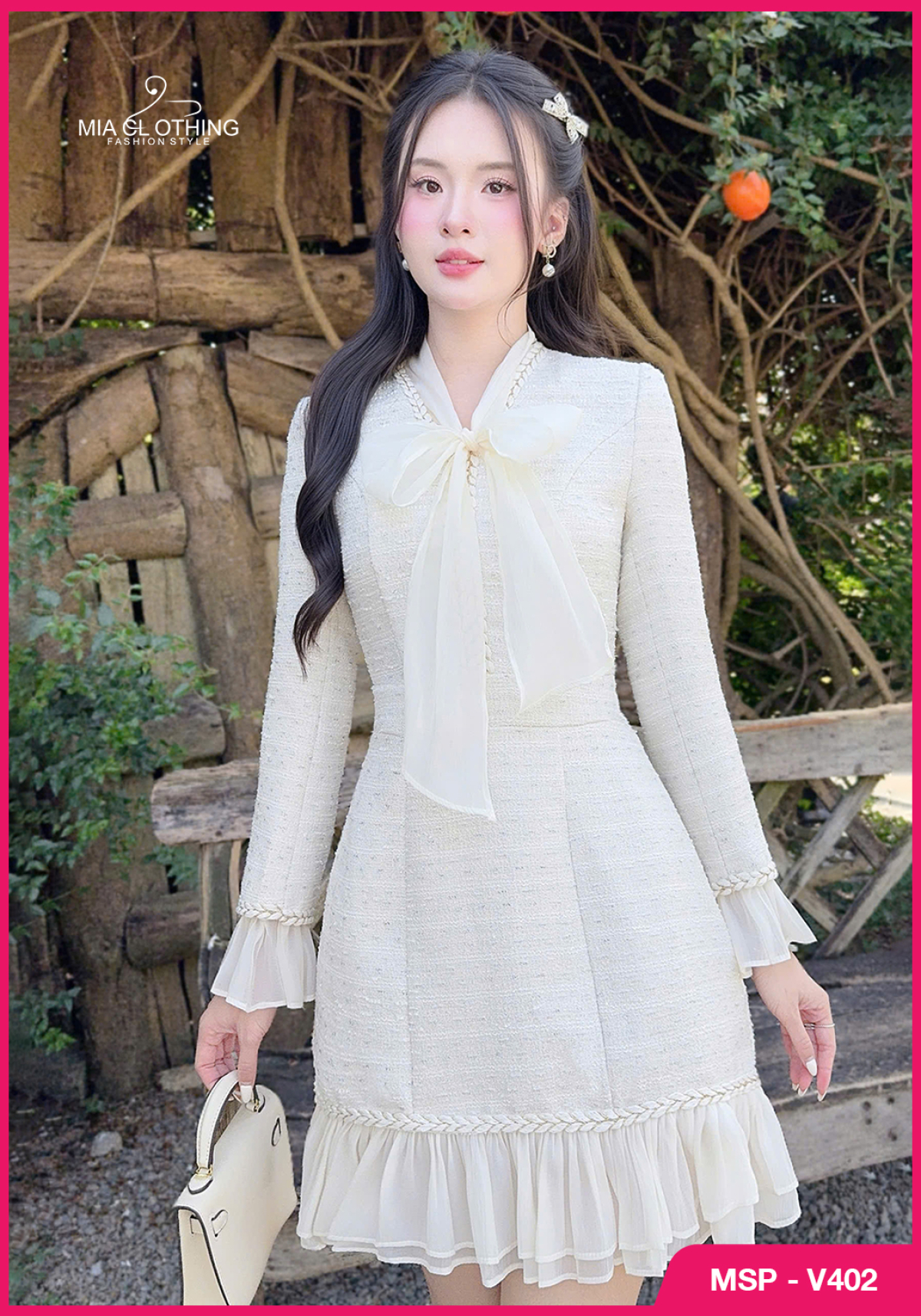 Váy dạ thiết kế phối nơ tiểu thư xinh sắn sang trọng 4