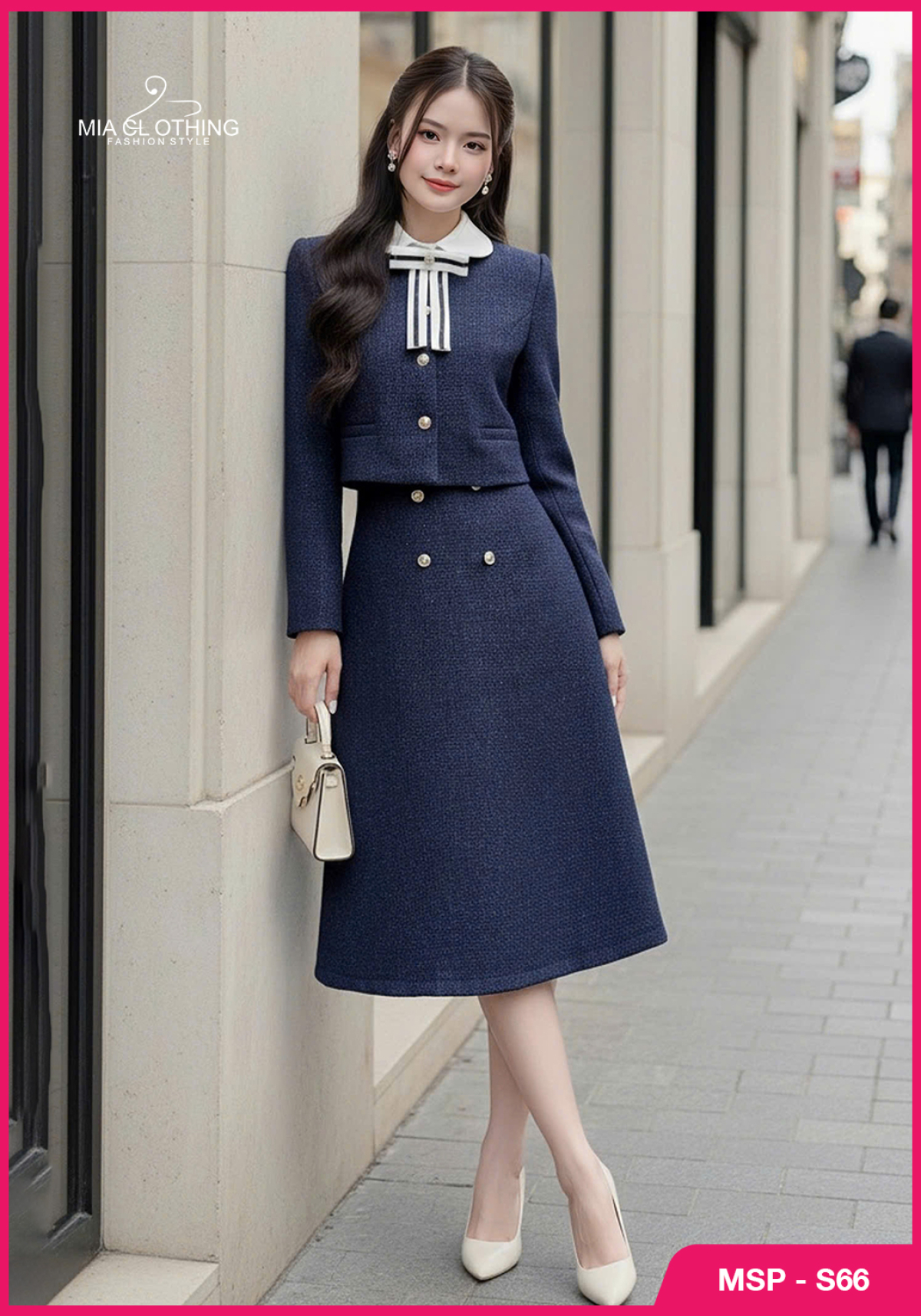 Set dạ áo kèm chân váy cao cấp thiết kế tiểu thư thanh lịch 5