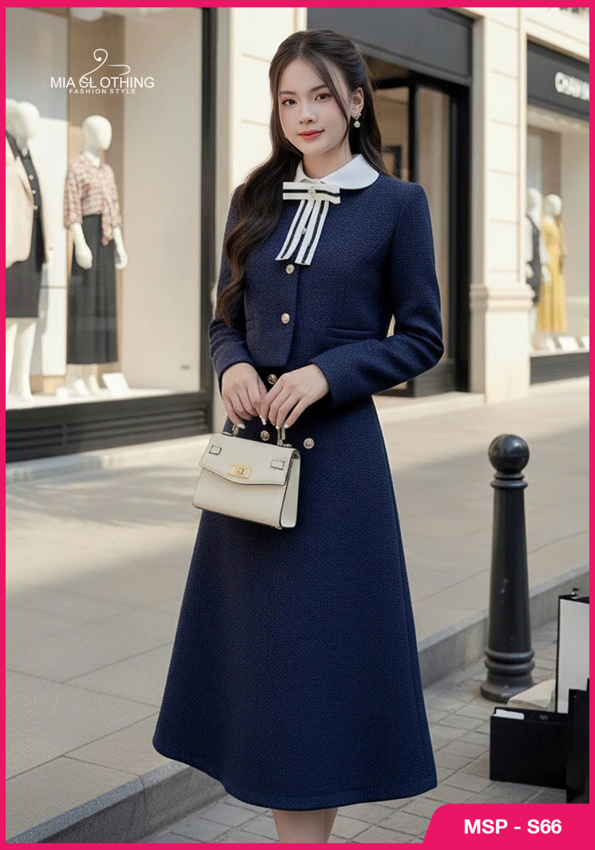 Set dạ áo kèm chân váy cao cấp thiết kế tiểu thư thanh lịch 6