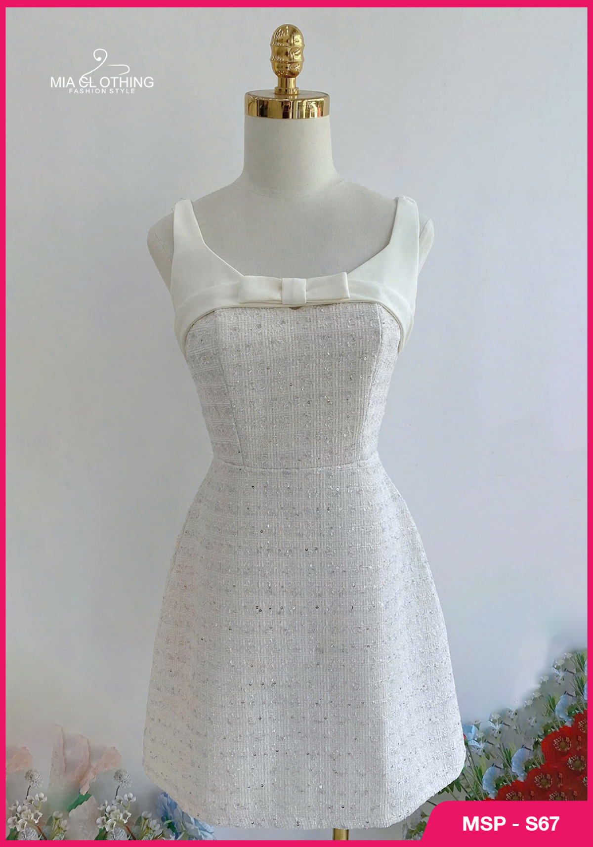 Set tweed dạ áo kèm váy ép phối kim sa thiết kế tiểu thư 6