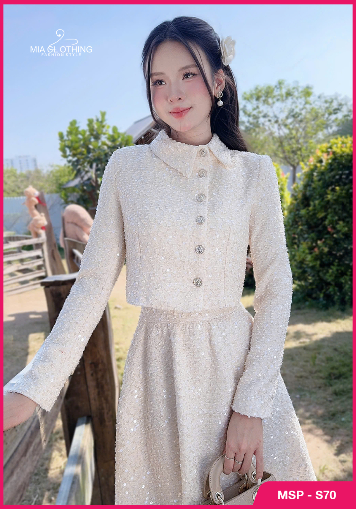 Set dạ nhũ kim sa thiết kế áo kèm chân váy cao cấp và thanh lịch 4