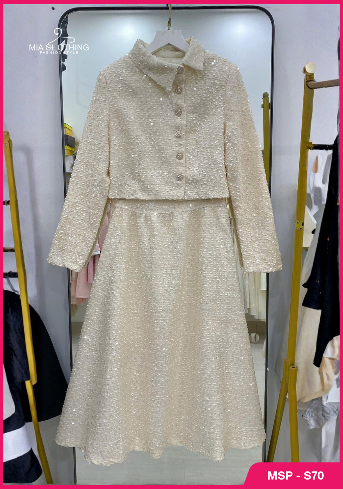 Set dạ nhũ kim sa thiết kế áo kèm chân váy cao cấp và thanh lịch 6