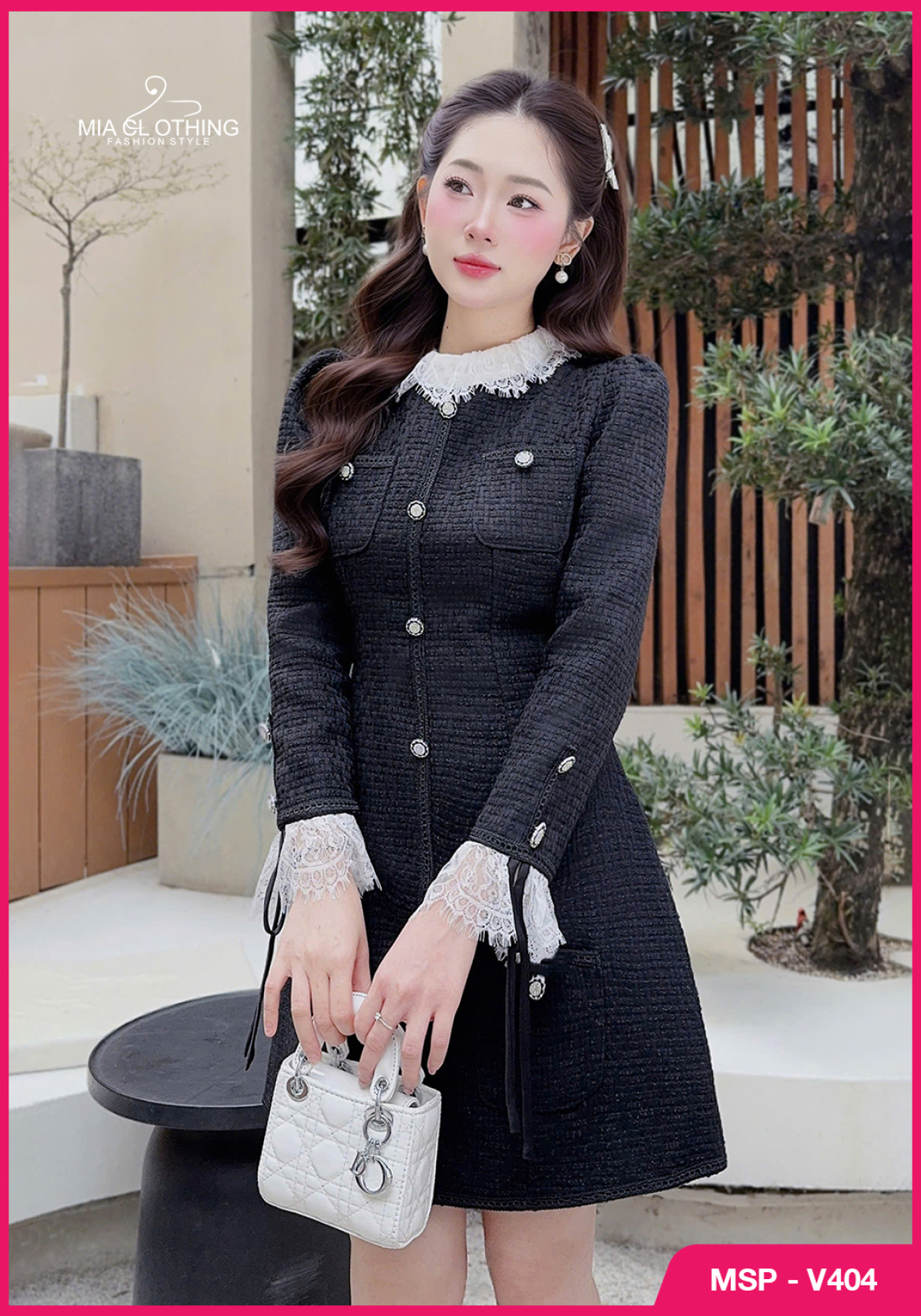 Váy dạ phối ren thiết kế tiểu thư thanh lịch và sang trọng 5