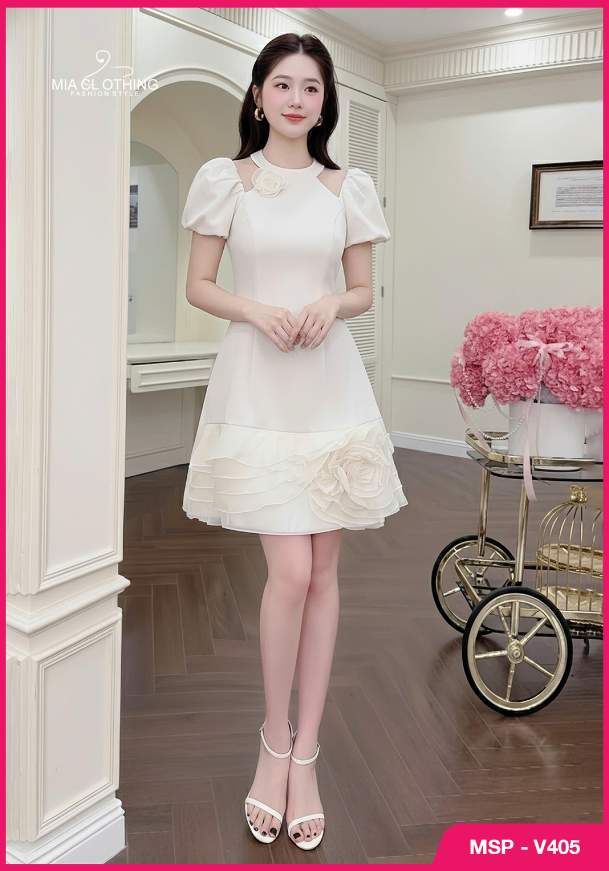 Váy chéo thiết kế chân hoa xếp sang xinh cho nàng đi tiệc 4