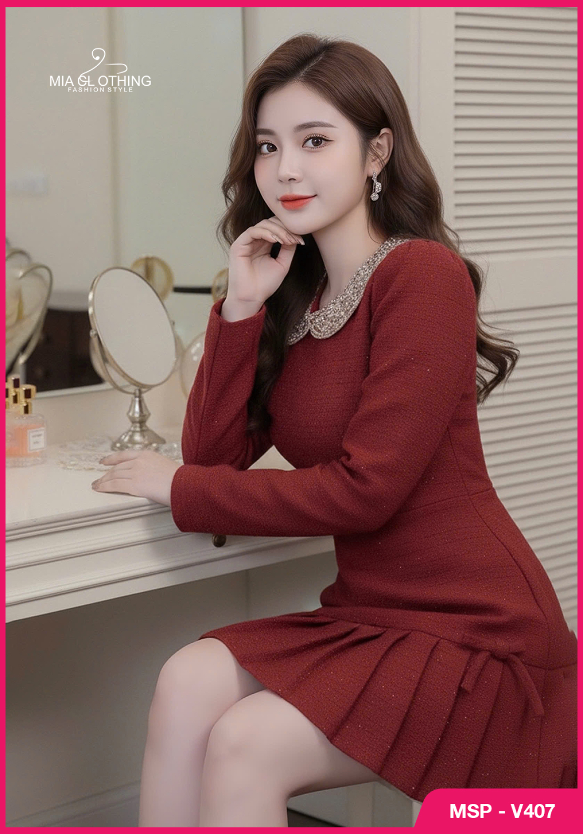 Váy dạ cổ cườm thiết kế chân ly sang trọng và thanh lịch 4