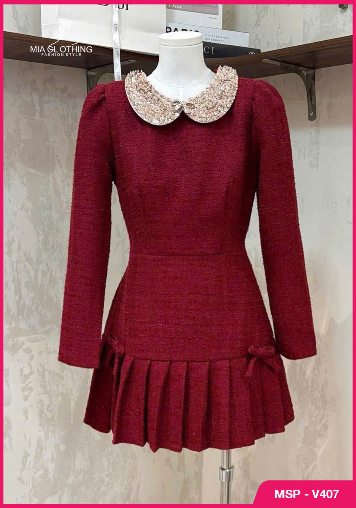 Váy dạ cổ cườm thiết kế chân ly sang trọng và thanh lịch 6