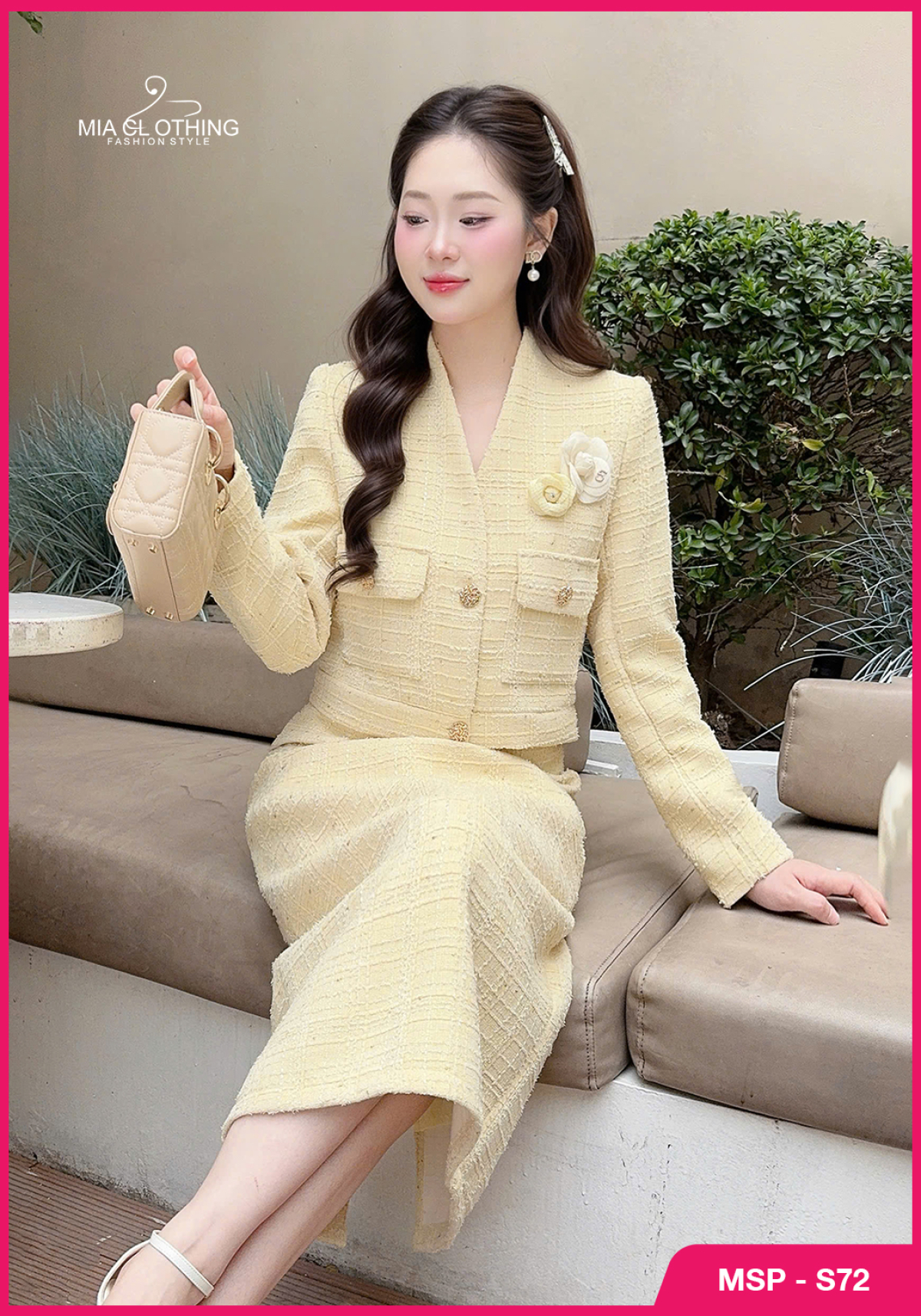 Set dạ thiết kế áo kèm chân váy bút chì thanh lịch và sang trọng 4