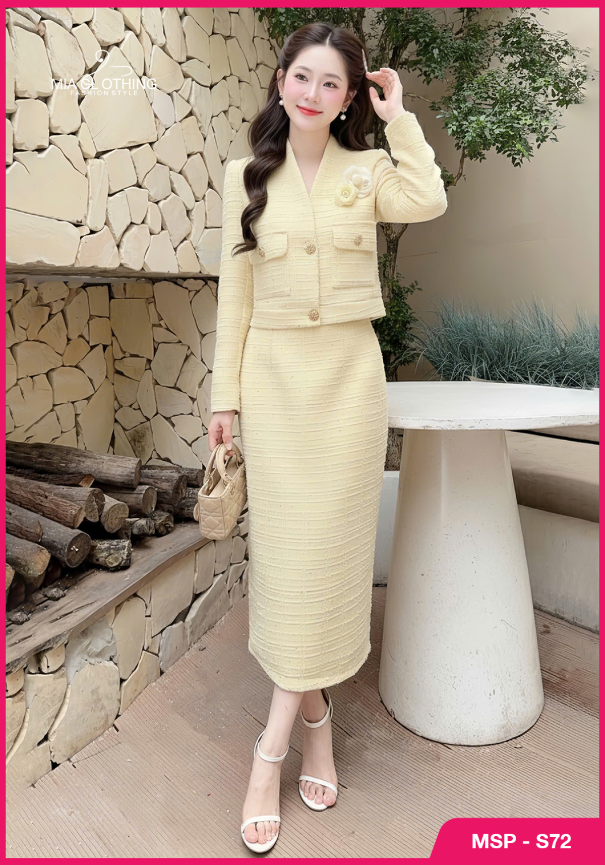 Set dạ thiết kế áo kèm chân váy bút chì thanh lịch và sang trọng 5