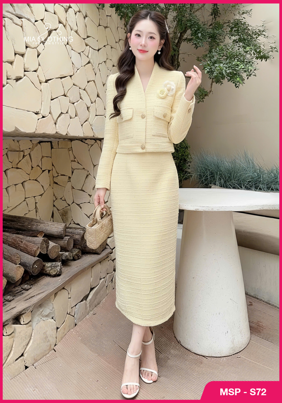 Set dạ thiết kế áo kèm chân váy bút chì thanh lịch và sang trọng 6