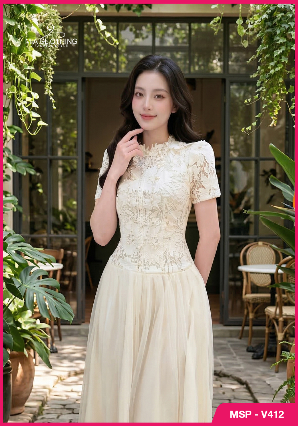 Váy ren phối lưới thiết kế cao cấp sang trọng và thanh lịch 4