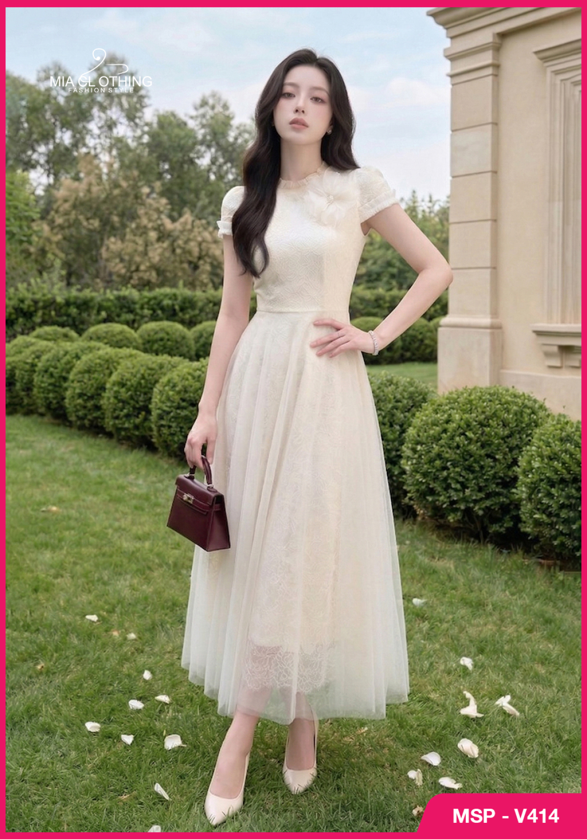 Váy ren hạt phối lưới thiết kế dự tiệc cao cấp và sang trọng 4