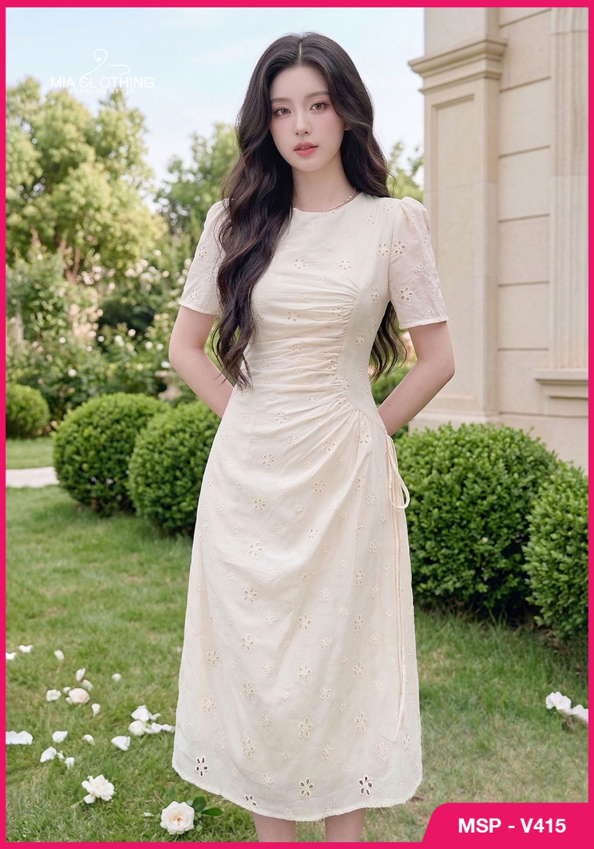 Váy boil thêu cao cấp thiết kế nhún eo nhẹ nhàng tinh tế 4