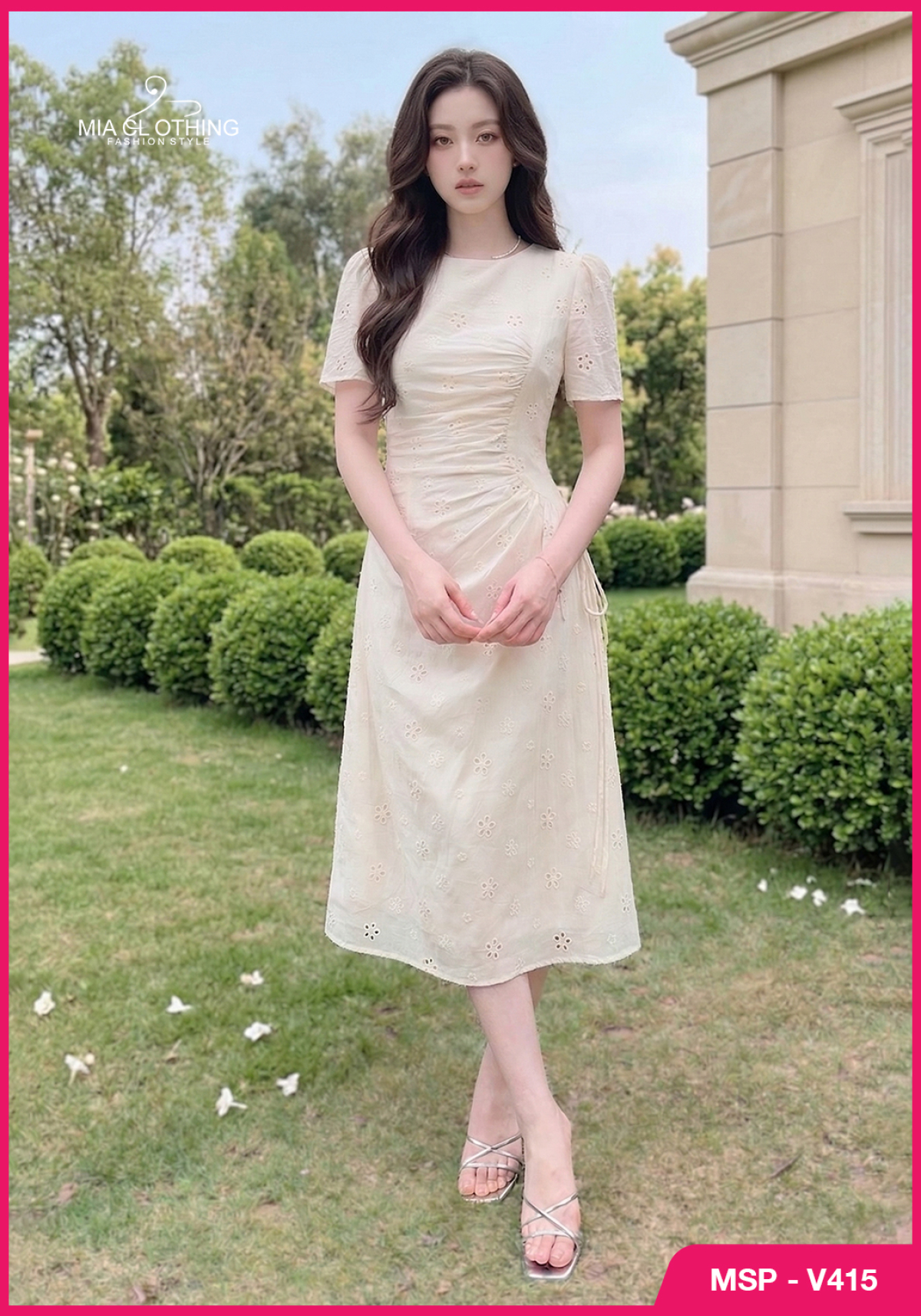 Váy boil thêu cao cấp thiết kế nhún eo nhẹ nhàng tinh tế 5