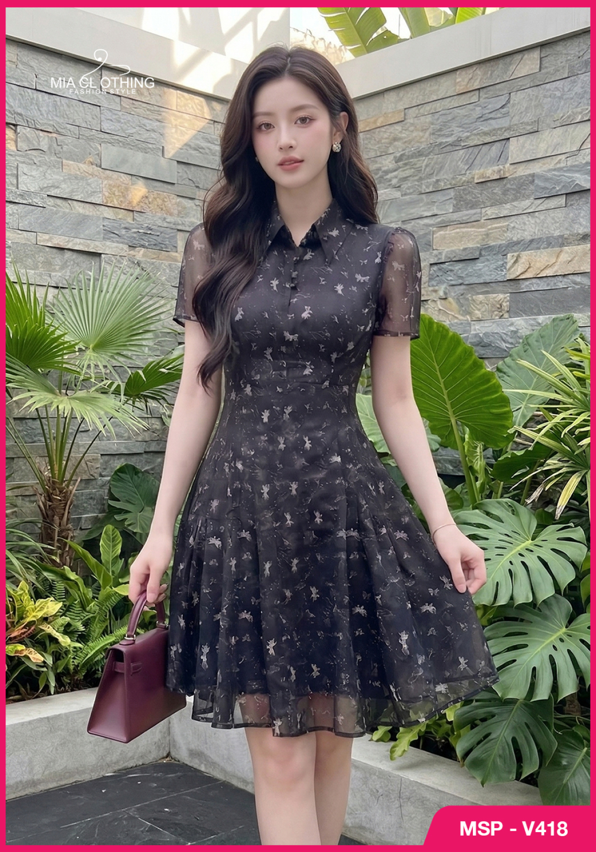 Váy tơ thiết kế cổ bẻ thanh lịch cho nàng đi chơi đi tiệc 4