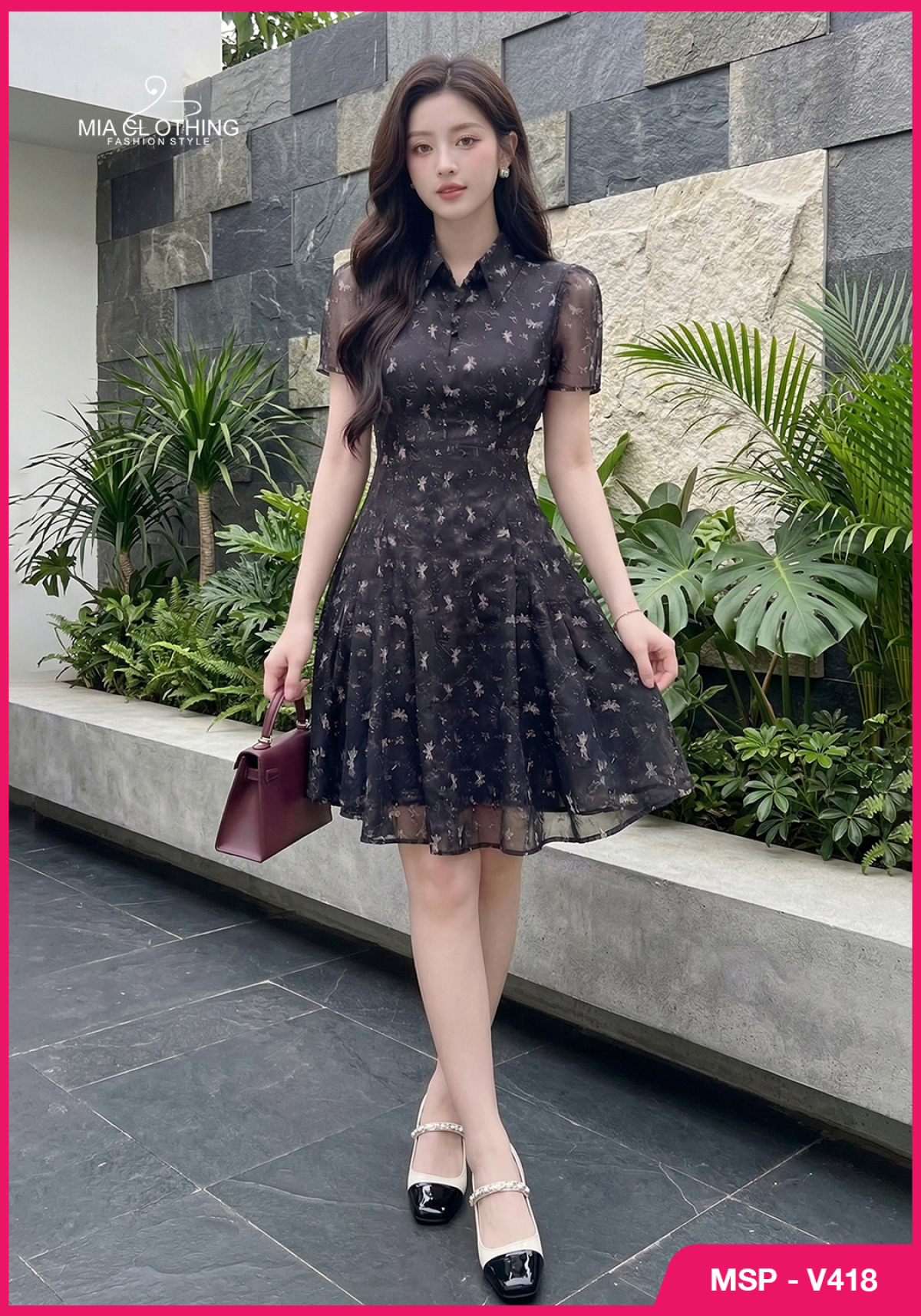 Váy tơ thiết kế cổ bẻ thanh lịch cho nàng đi chơi đi tiệc 5