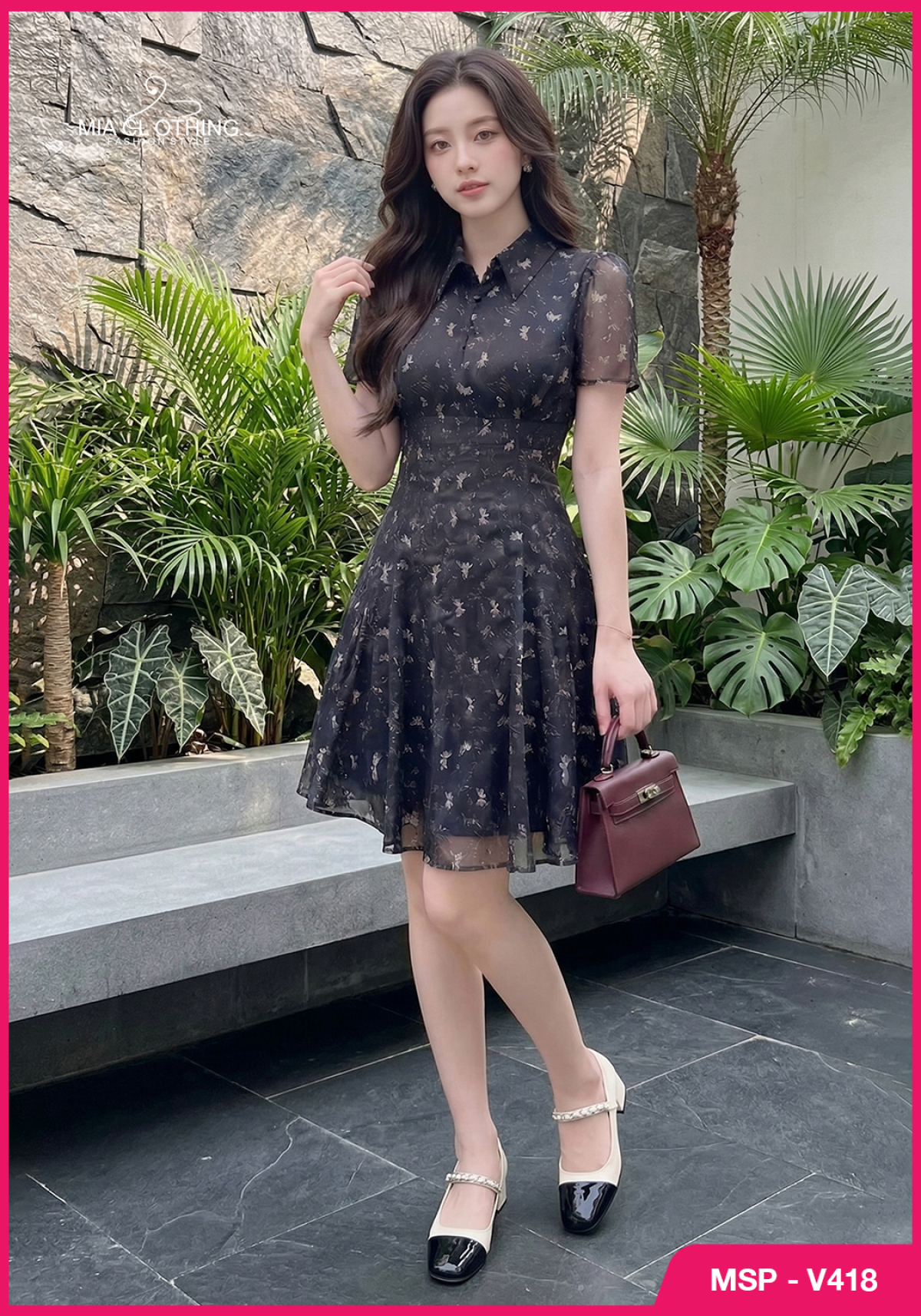 Váy tơ thiết kế cổ bẻ thanh lịch cho nàng đi chơi đi tiệc 6